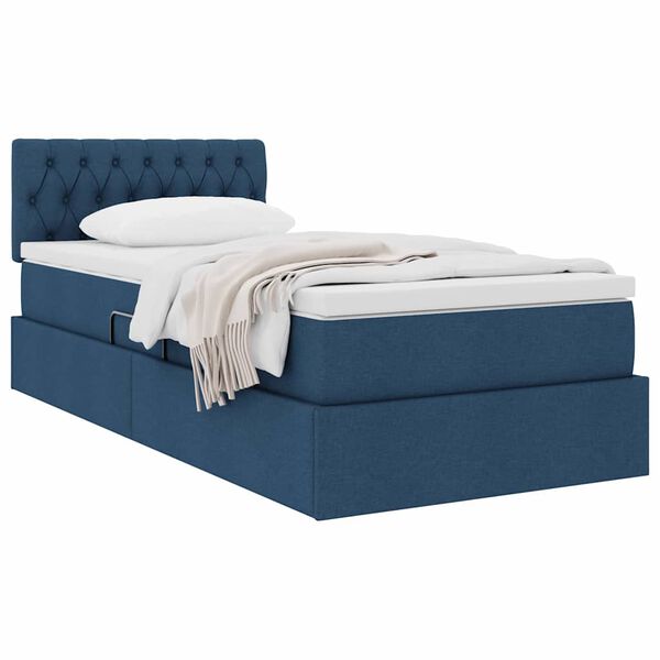 vidaXL Opbergbed met matras met matras Blauw 90 x 190 cm Bewerkt hout