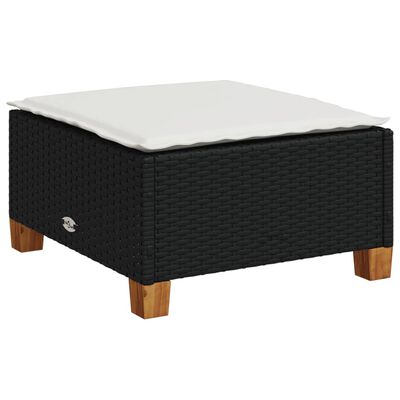 vidaXL Tuinkruk met kussen 63,5x56x32 cm poly rattan zwart