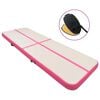 vidaXL Gymnastiekmat met pomp opblaasbaar 400x100x20 cm PVC roze