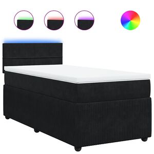 vidaXL Boxspring met matras fluweel zwart 80x200 cm
