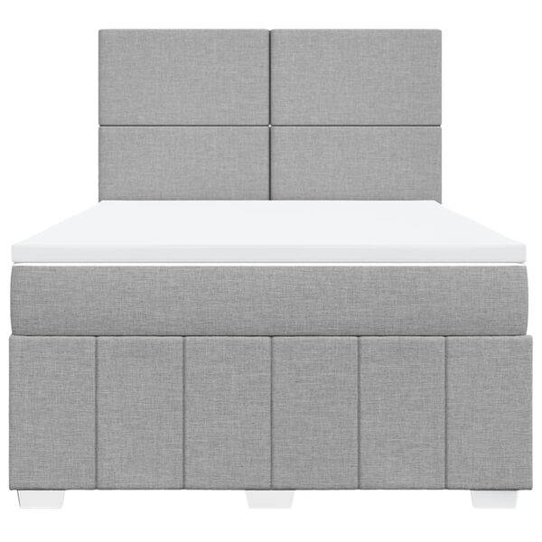 vidaXL Boxspring met matras stof lichtgrijs 160x200 cm