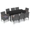 vidaXL 9-delige Tuinset met kussens poly rattan grijs