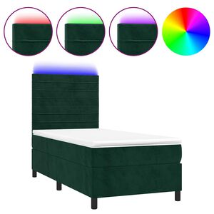 vidaXL Boxspring met matras en LED fluweel donkergroen 80x200 cm
