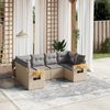 vidaXL 6-delige Loungeset met kussens poly rattan beige