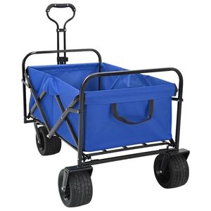 vidaXL Vouwbare winkelwagentje met remmen Blauw 89 x 63 x 96 cm