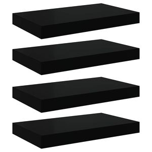 vidaXL Wandschappen zwevend 4 st 40x23,5x3,8 cm MDF hoogglans zwart