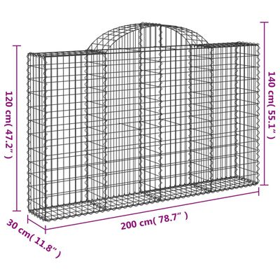 vidaXL Schanskorven 3 st gewelfd 200x30x120/140 cm ijzer