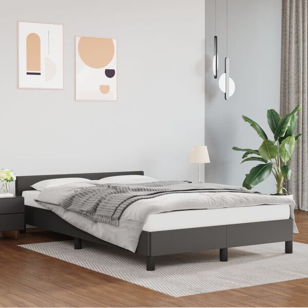 vidaXL Bedframe zonder matras 120x190 cm kunstleer grijs