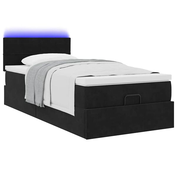 vidaXL Ottoman bed met matras en LED's 90x190cm fluweel zwart