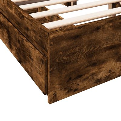 vidaXL Bedframe met lades bewerkt hout gerookt eikenkleurig 120x190 cm