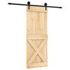 vidaXL Schuifdeur Naturel en Zwart 80 x 210 cm Massief Grenenhout