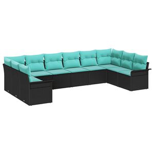 vidaXL Tuin Sofa Set 10 st Zwart poly rattan