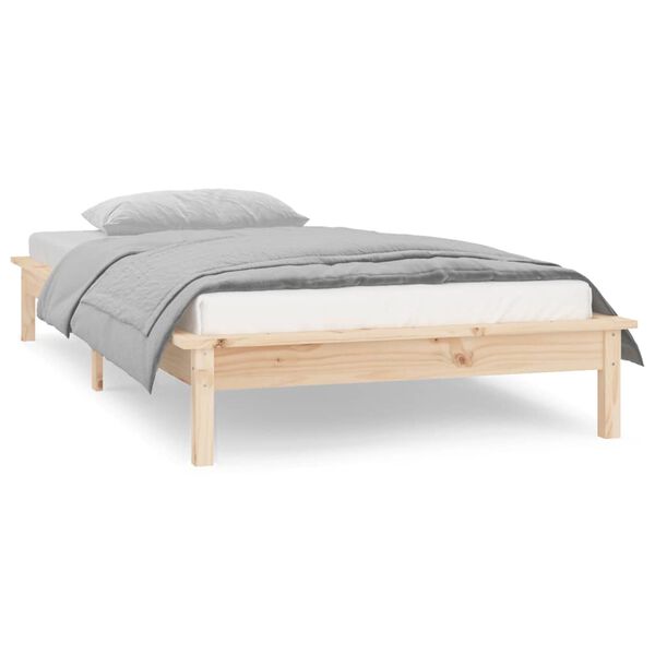 vidaXL Bedframe LED massief hout 75x190 cm 2FT6