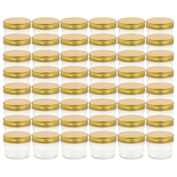 vidaXL Jampotten met goudkleurige deksels 48 st 110 ml glas