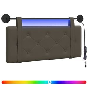 vidaXL Hangend hoofdbord Met LED-verlichting Grijs Kunstleer