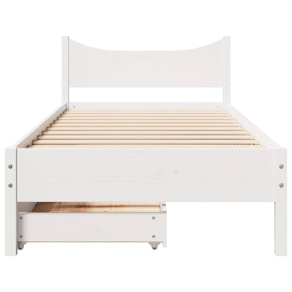 vidaXL Bedframe met lades massief grenenhout wit 90x200 cm