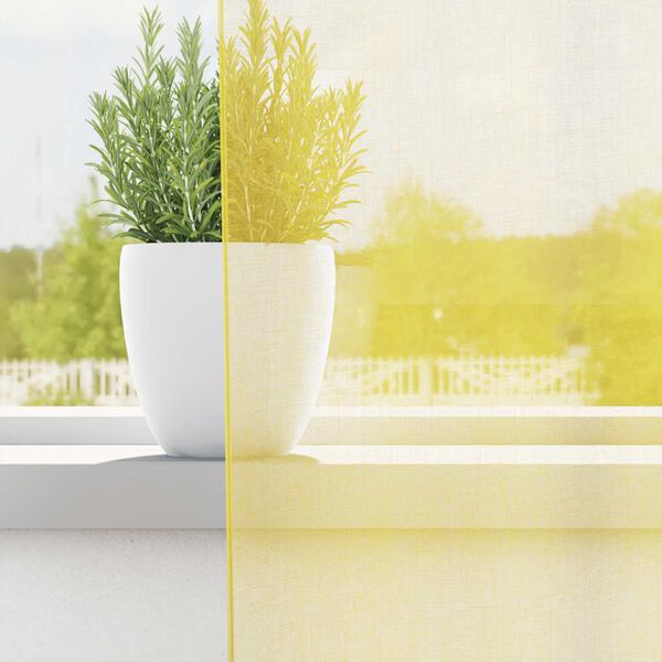 vidaXL Gordijnen voile met doorvoertules 2 st geel