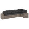 vidaXL 6-delige Loungeset met kussens poly rattan grijs