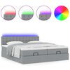 vidaXL Ottoman bed met matrassen en LED's 200x200cm stof lichtgrijs