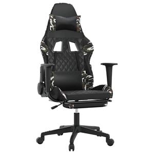vidaXL Massage gamestoel met voetensteun kunstleer zwart en camouflage