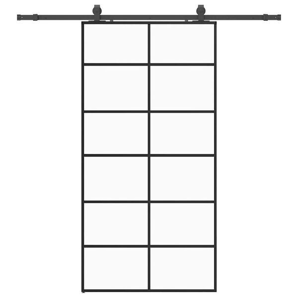vidaXL Schuifdeur met beslagset 102x205 cm ESG glas zwart