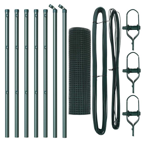 vidaXL Hecke met palen Groen 0.6 x 10 m Staal