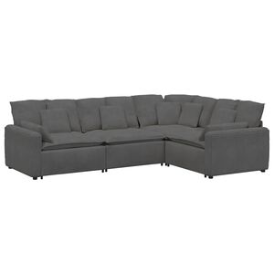 vidaXL Modulaire bank met kussens corduroy stof donkergrijs