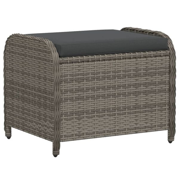 vidaXL Tuinkruk met kussen 58x46x46 cm poly rattan grijs