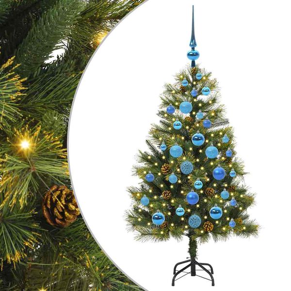 vidaXL Kunstmatige Scharnier Kerstboom met Cones Groen 120 cm