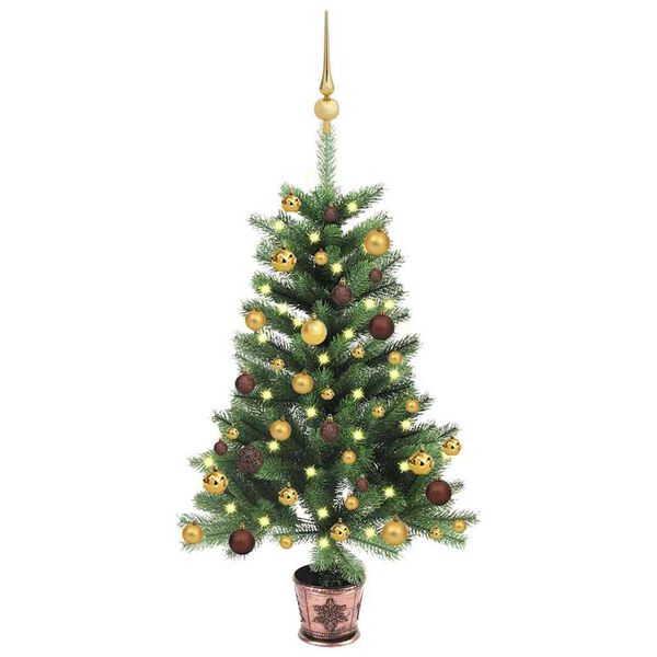vidaXL Kunstkerstboom met verlichting en kerstballen 90 cm groen
