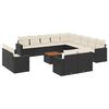 vidaXL 14-delige Loungeset met kussens poly rattan zwart