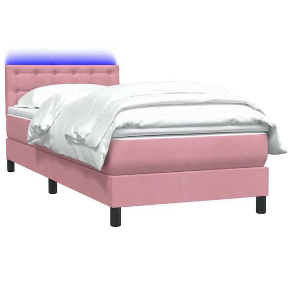 vidaXL Boxspring met matras en LED fluweel roze 80x220 cm
