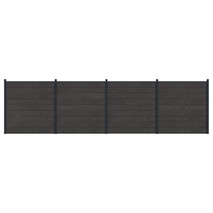 vidaXL Hekpaneel 4 pcs WPC en Aluminium Zwart