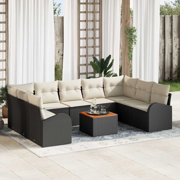 vidaXL Tuin Sofa Set 10 pcs Zwart en wit