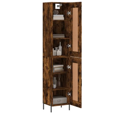 vidaXL Hoge kast 34,5x34x180 cm bewerkt hout gerookt eikenkleurig