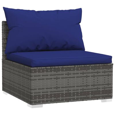 vidaXL 13-delige Loungeset met kussens poly rattan grijs