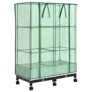 vidaXL Tuinplantenbak met Kasbedekking en Wielen 2 st Wit PP