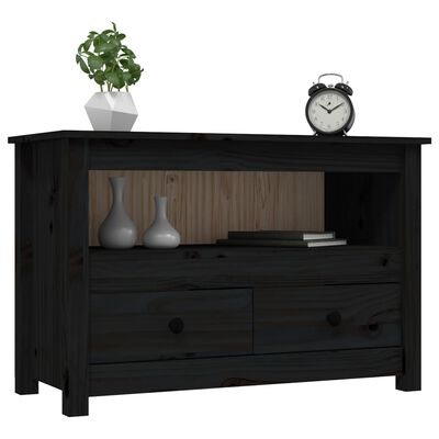 vidaXL Tv-meubel 79x35x52 cm massief grenenhout zwart