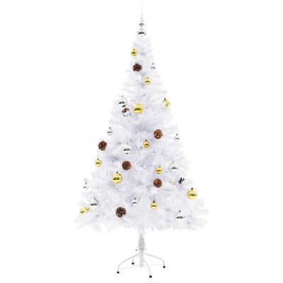 vidaXL Kunstkerstboom met verlichting en kerstballen 150 cm wit