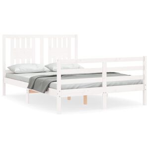 vidaXL Bedframe met hoofdbord massief hout wit 120x200 cm