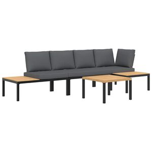 vidaXL 4-delige Loungeset met kussens aluminium zwart