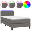 vidaXL Boxspring met matras en LED kunstleer grijs 80x200 cm