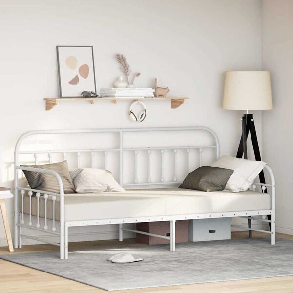vidaXL Bedframe voor een daybed Wit 90 x 190 cm Gepoedercoat staal