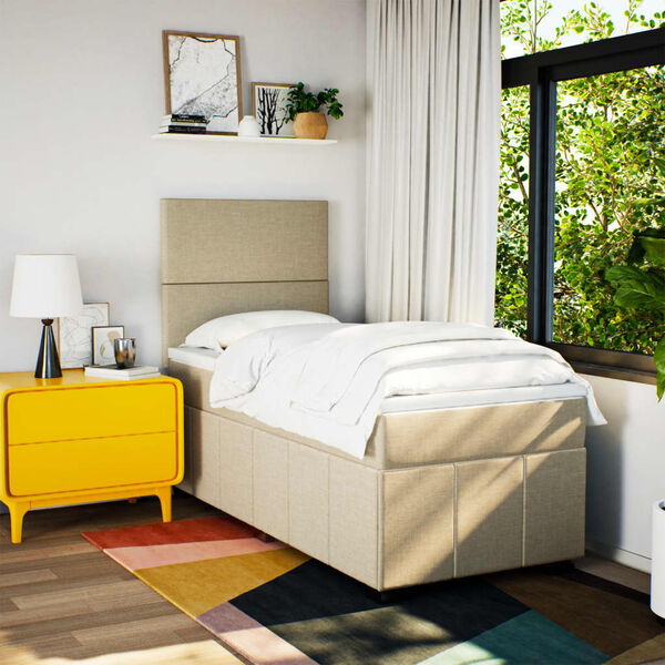 vidaXL Boxspring met matras stof cr&egrave;mekleurig 80x200 cm