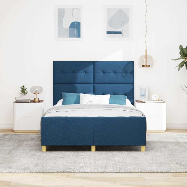 vidaXL Bedframe met hoofdeinde Blauw 140 x 200 cm Stof