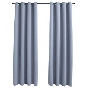 vidaXL Gordijn verduisterend met metalen ringen 2 st 140x225 cm grijs