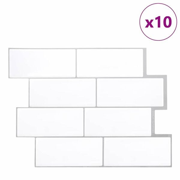 vidaXL Decoratieve Stickers 10 pcs Wit Grijs 29,4 x 21,4 x 0,8 cm