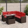 vidaXL 6-delige Loungeset met kussens poly rattan acacia bruin