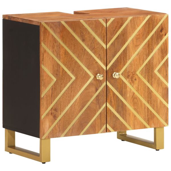 vidaXL Wastafelkast massief mangohout bruin en zwart