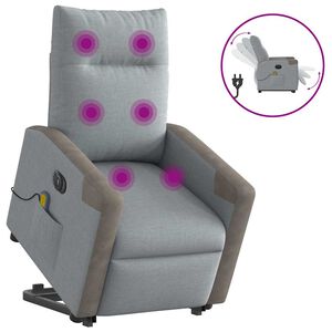 vidaXL Sta-op-massagestoel elektrisch verstelbaar stof lichtgrijs